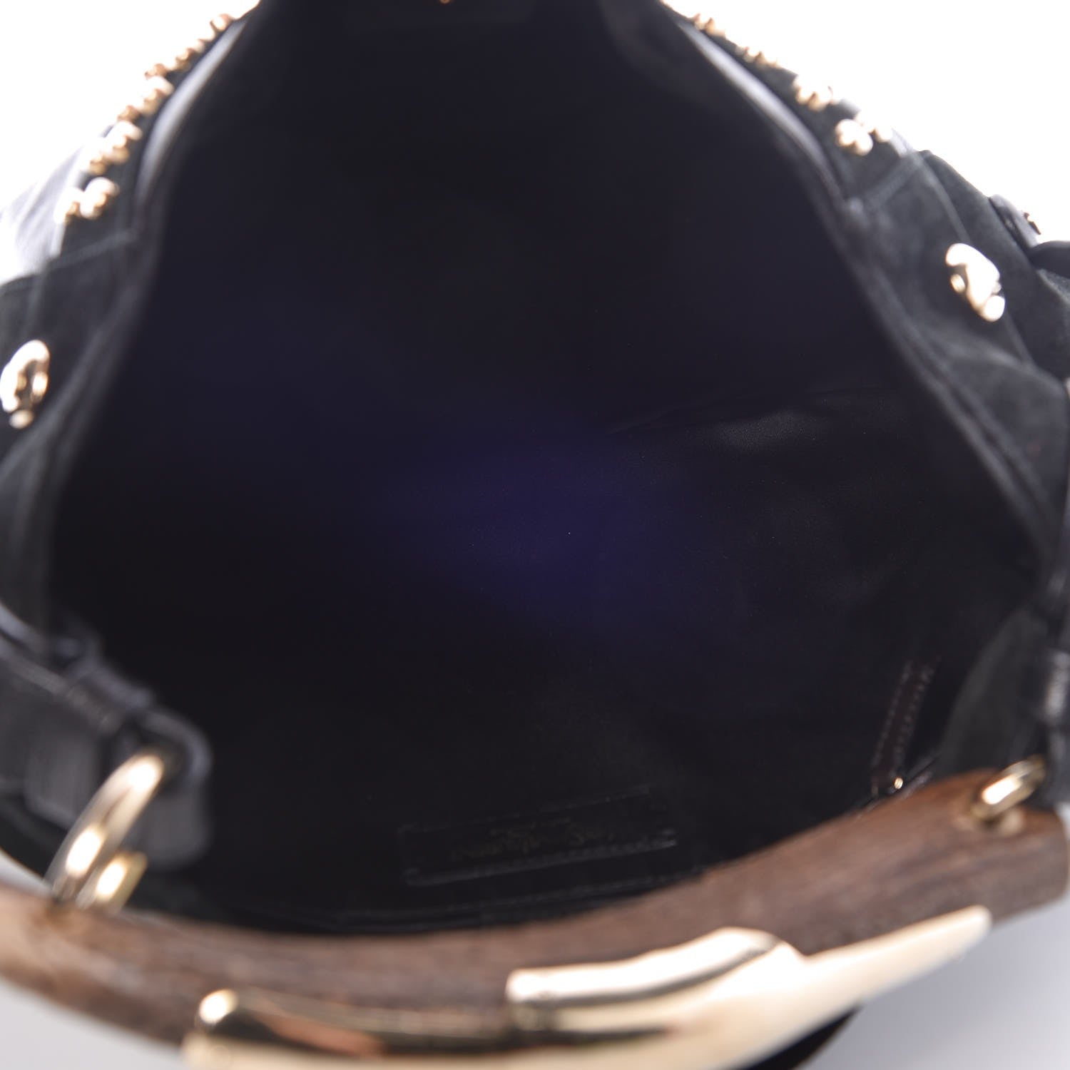 Saint Laurent Suede Studded Y Mombasa Horn Bag Black 5 of 12