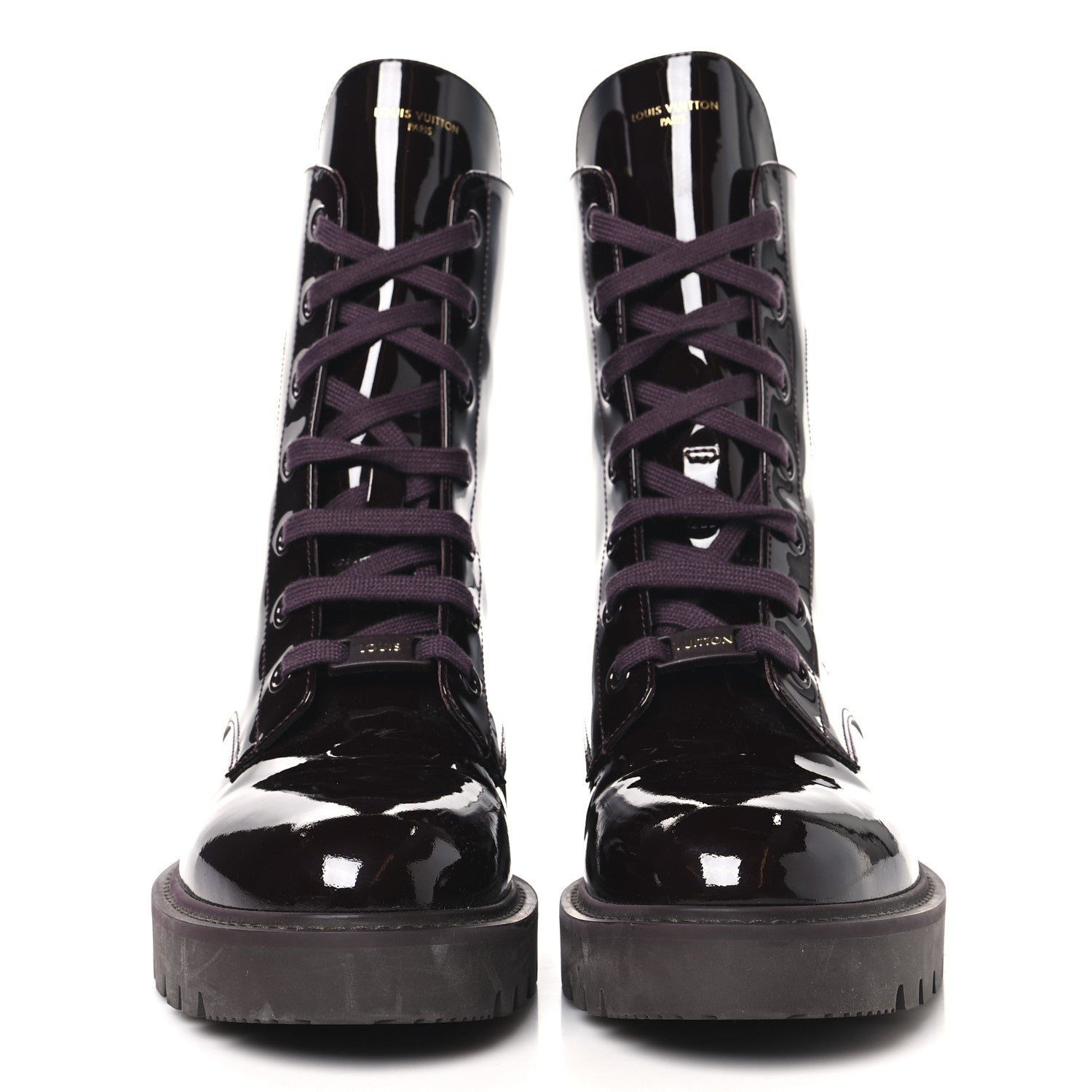 Louis Vuitton Patent Territory Ranger Boots 41 Bordeaux 2 of 8