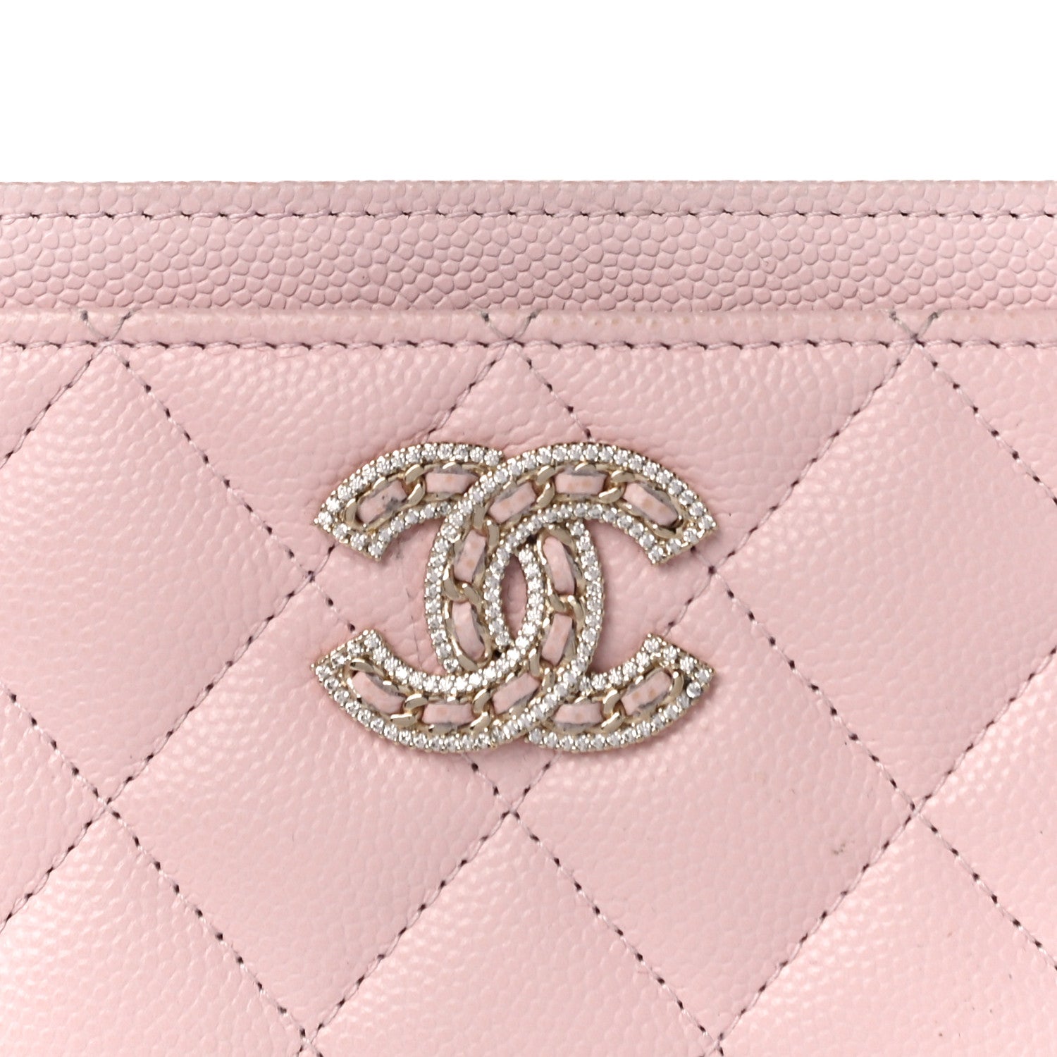 Chanel Caviar Quilted Crystal Card Holder Pink 9 of 12