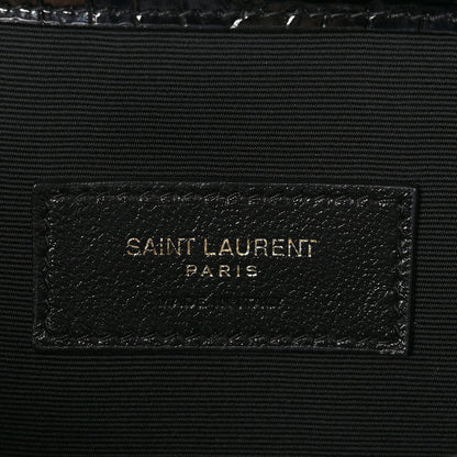 Saint Laurent Calfskin Crocodile Embossed Uptown Monogram Pouch Black 6 of 7