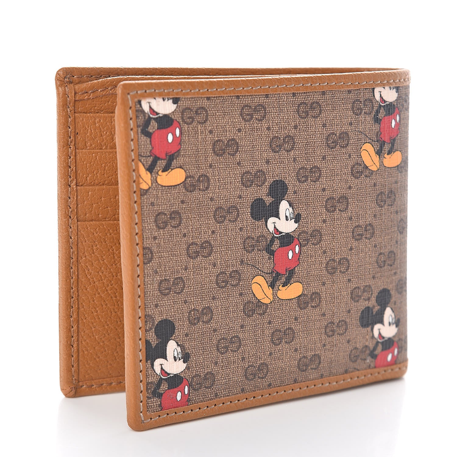 Gucci X DISNEY Mini Vintage GG Supreme Monogram Mickey Mouse Wallet Beige Vintage Sun Oil 3 of 6