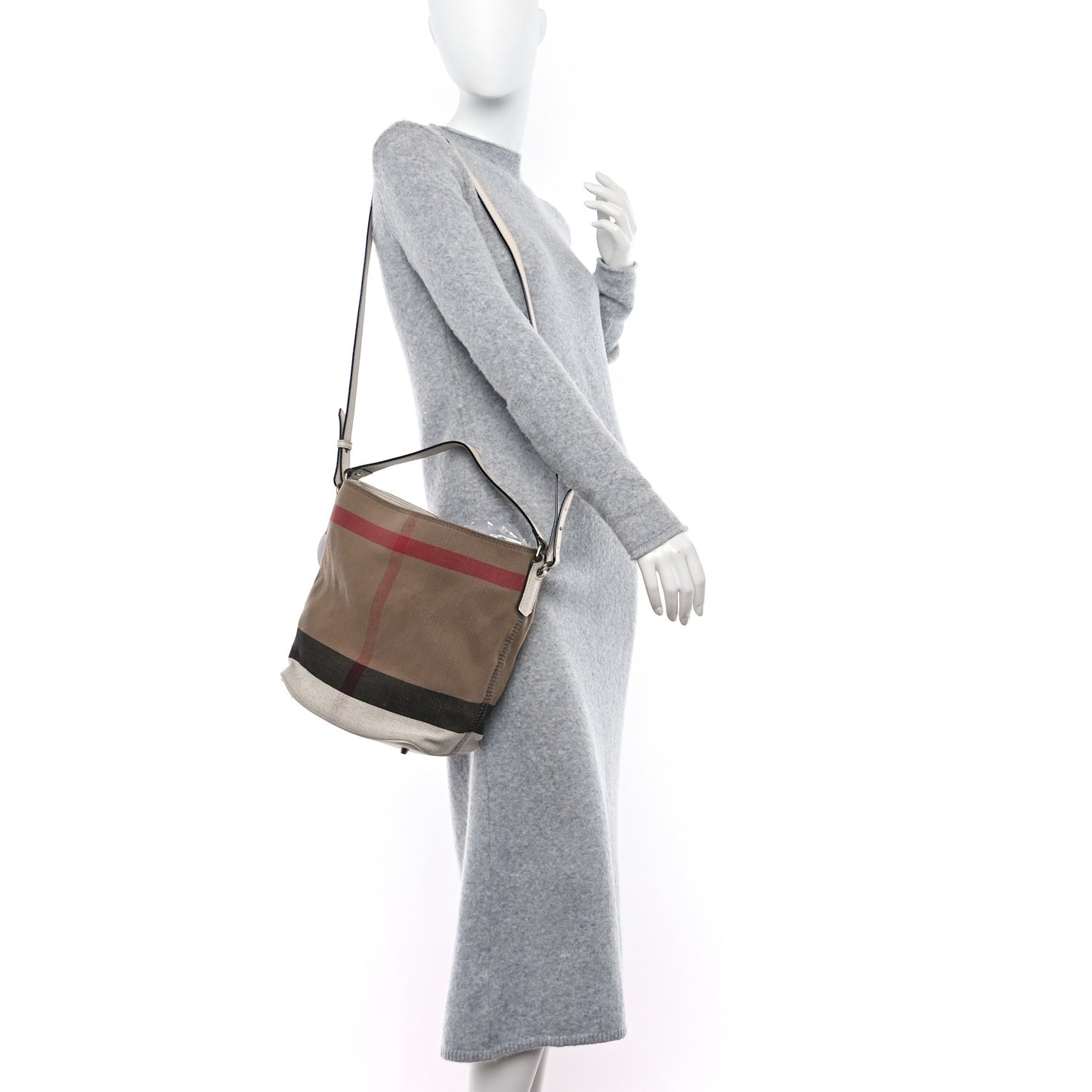Canvas Mega Check Small Ashby Hobo White