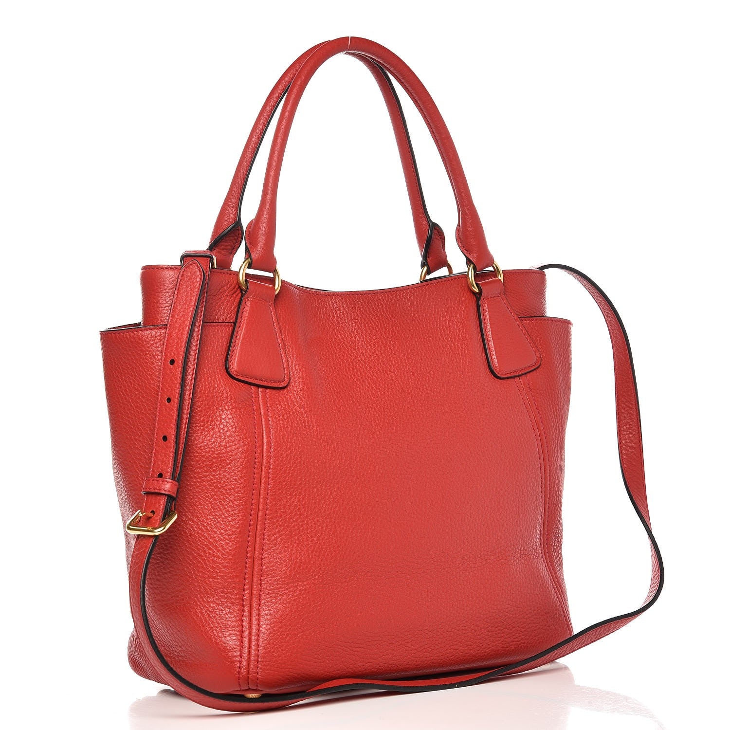 Prada Vitello Daino Side Pocket Tote Rosso 3 of 9