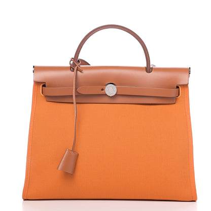 Hermes Vache Hunter Toile Herbag Zip 31 PM Orange 2 of 12