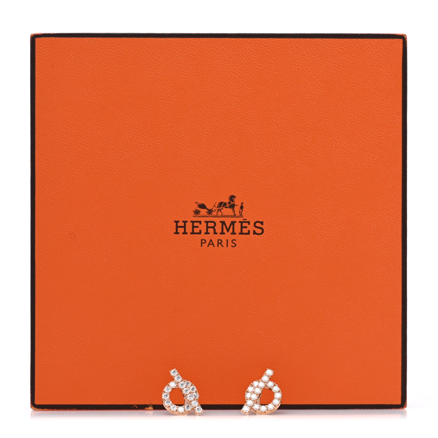 Hermes 18K Rose Gold Diamond Finesse Earrings 5 of 5