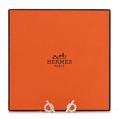 Hermes 18K Rose Gold Diamond Finesse Earrings 5 of 5
