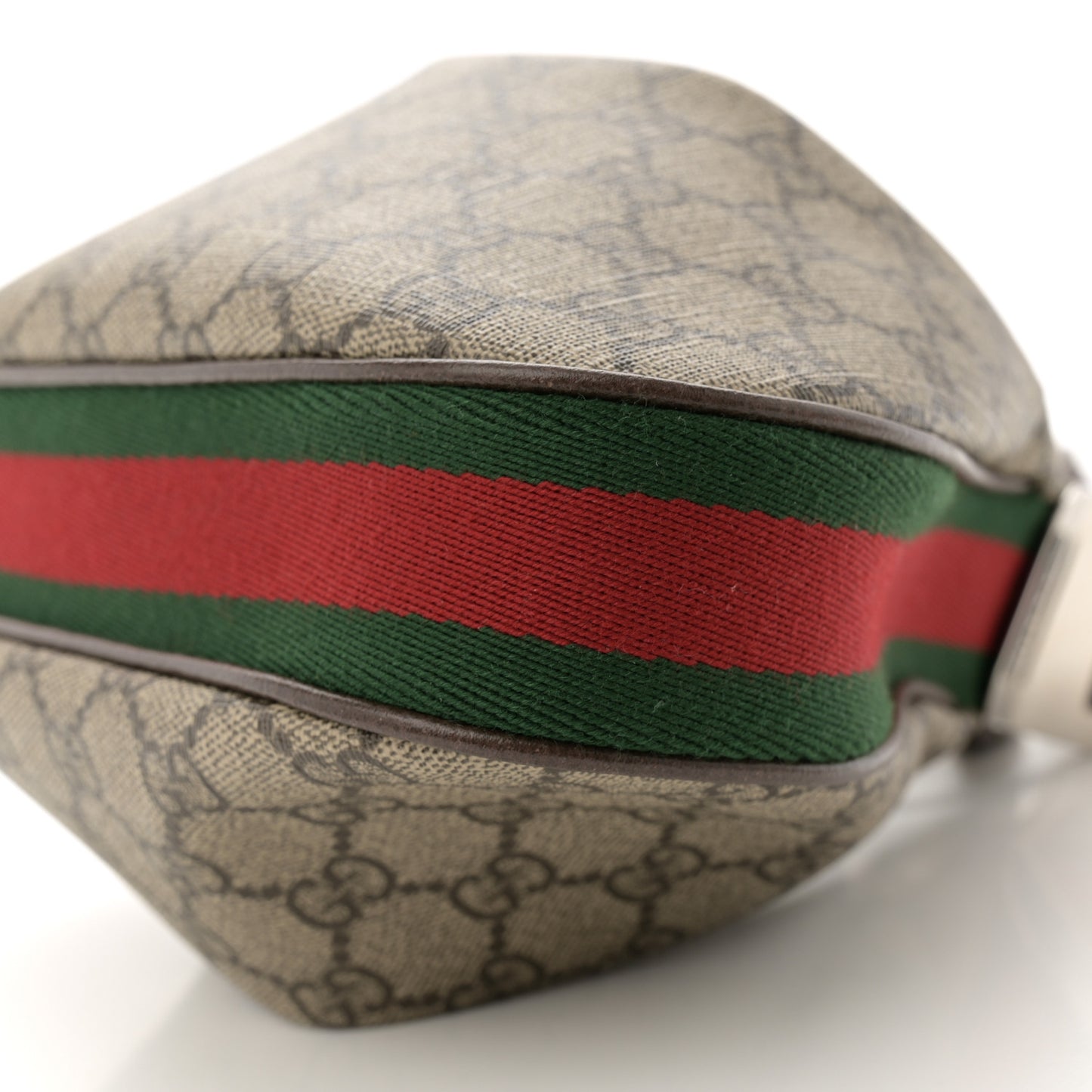 GG Supreme Monogram Textured Calfskin Web Small Attache Shoulder Bag Beige Ebony New Acero