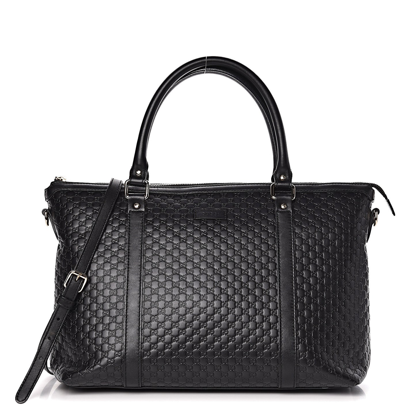 Soft Microguccissima Medium Zippered Satchel Black