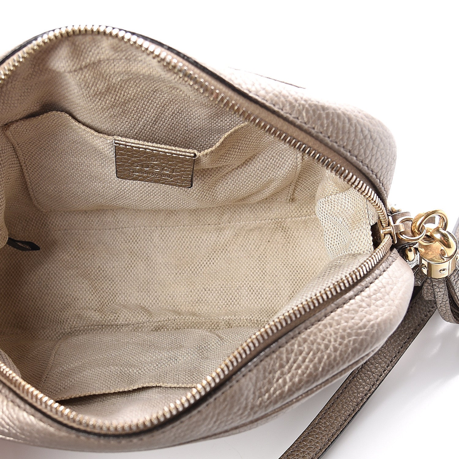 Gucci Metallic Pebbled Calfskin Small Soho Disco Bag Golden Beige 4 of 7