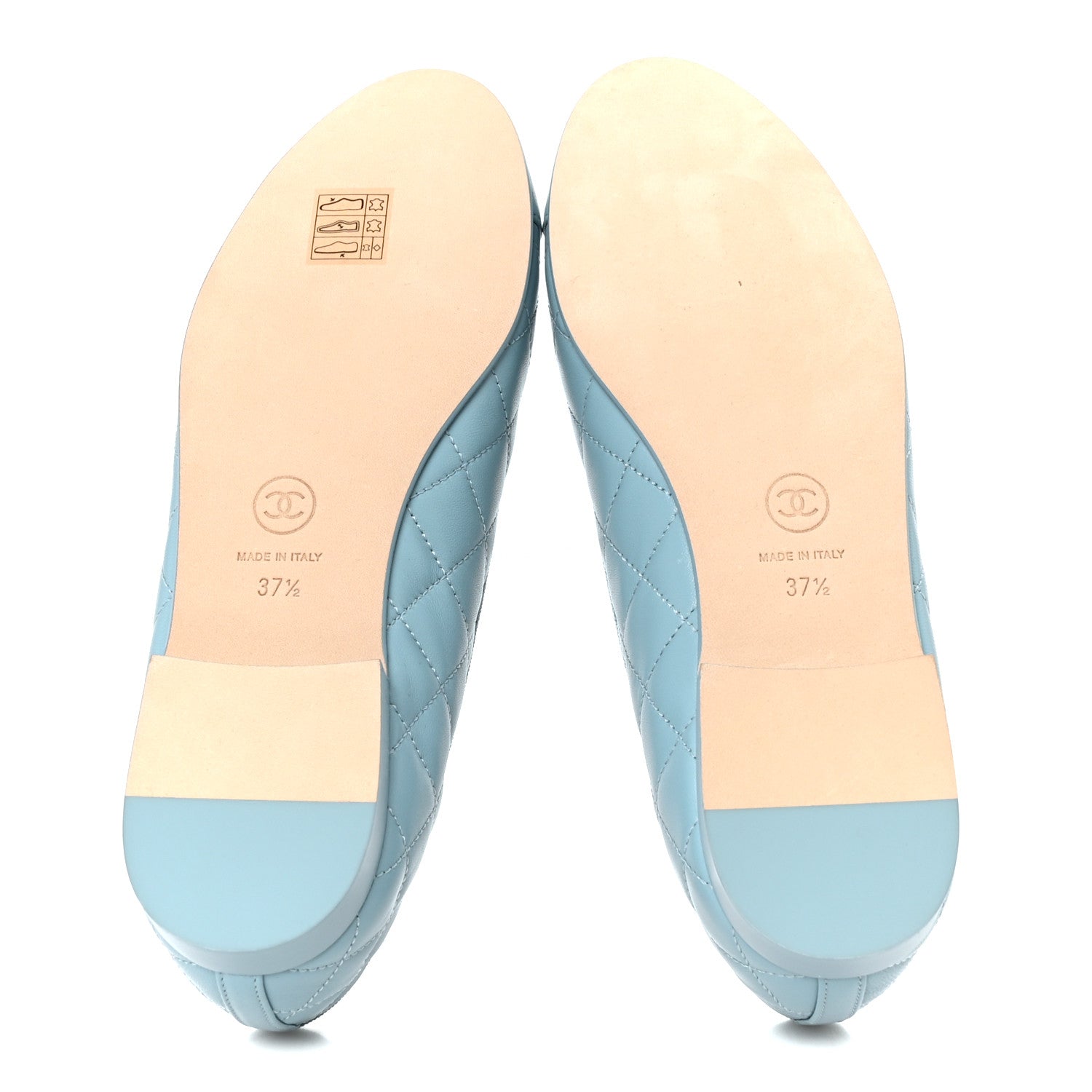 Chanel Lambskin Quilted CC Cap Toe Ballerina Flats 37.5 Blue 6 of 10