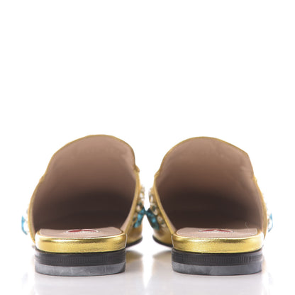 Gucci Metallic Nappa Crystal Womens Princetown Slippers 35.5 Gold 7 of 11