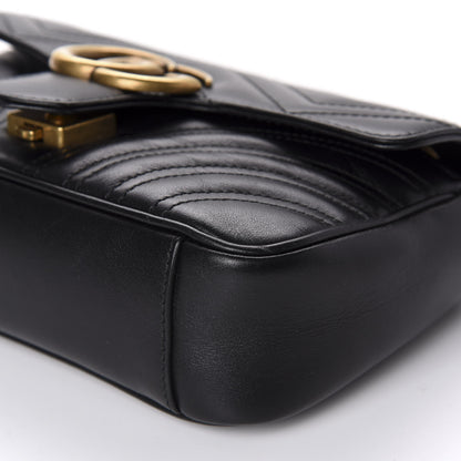 Gucci Calfskin Matelasse Mini GG Marmont Shoulder Bag Black 7 of 12