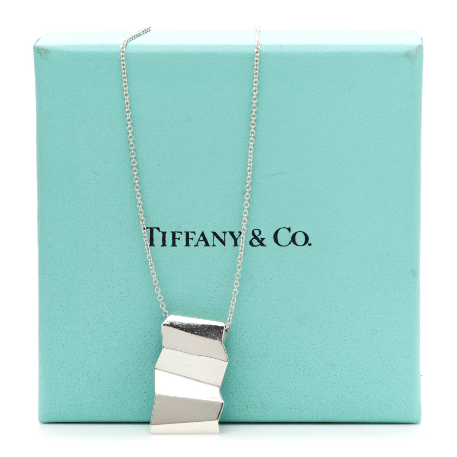 Tiffany Sterling Silver Frank Gehry Fold Pendant Necklace 6 of 6
