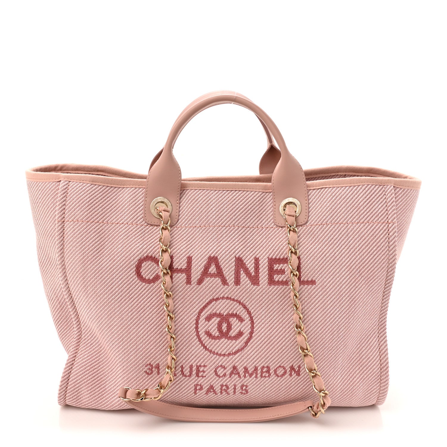Chanel Woven Straw Raffia Medium Deauville Tote Pink 1840585