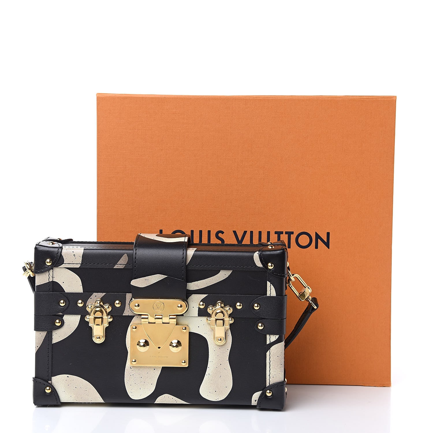 Louis Vuitton Calfskin Petite Malle Black White 10 of 10