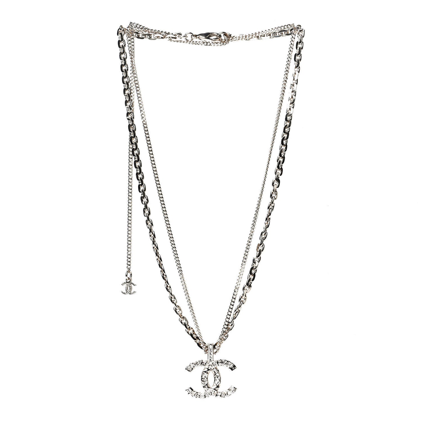 Crystal CC Multi Strand Chain Necklace Gold