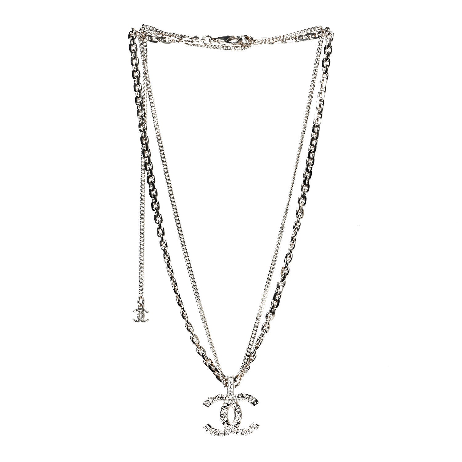 Chanel Crystal CC Multi Strand Chain Necklace Gold 2 of 5