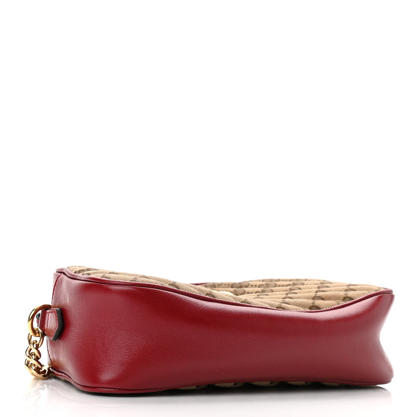 Monogram Azalea Calfskin Matelasse Diagonal Small GG Marmont Chain Shoulder Bag Beige Ebony New Cherry Red