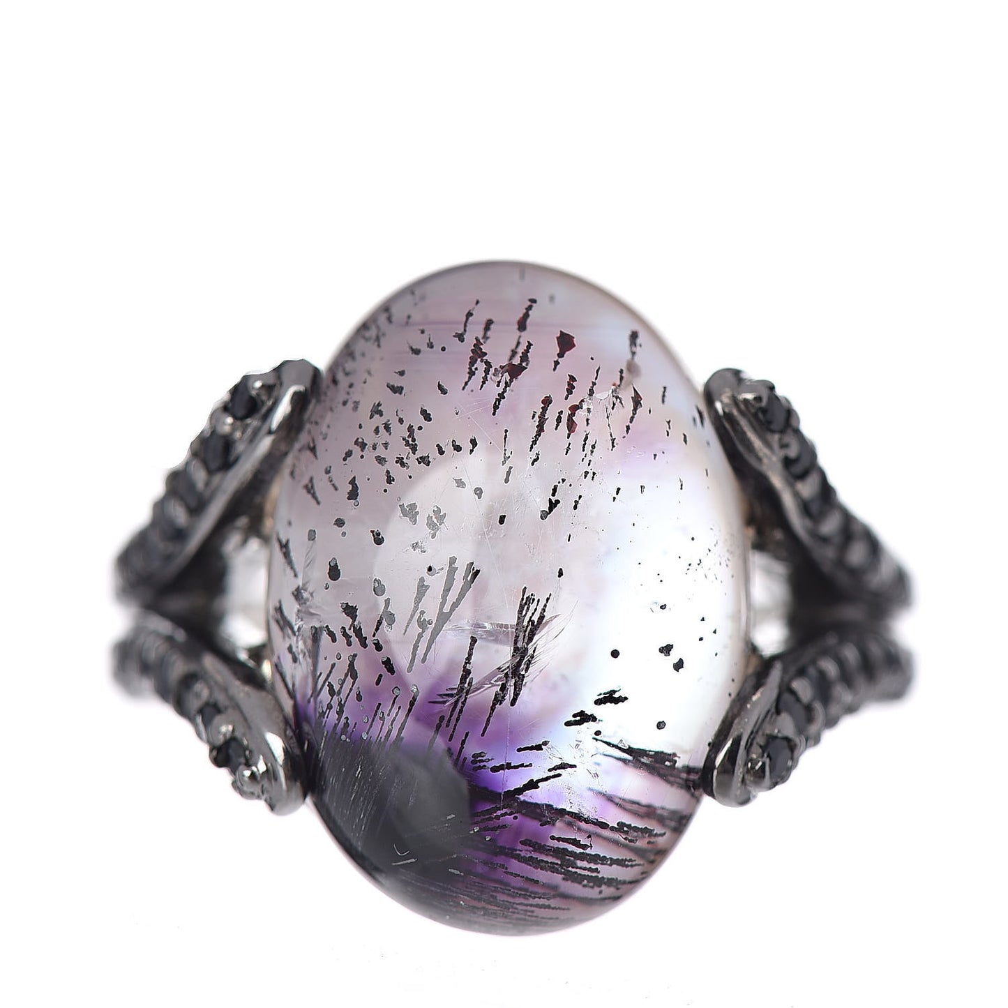 Sterling Silver Black Sapphire Amethyst Celestial Orb Doublet Ring 53 6.5