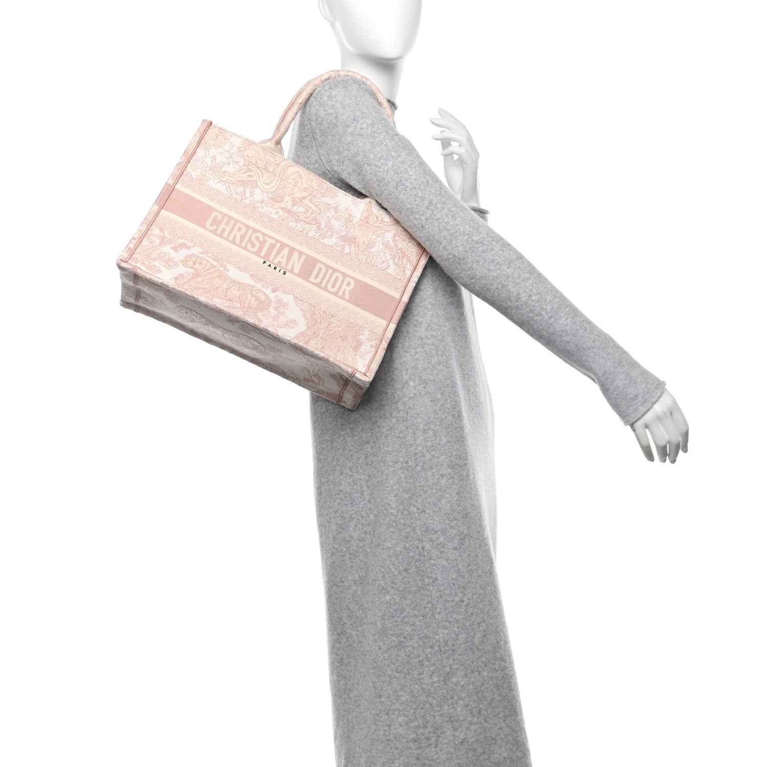 Christian Dior Canvas Toile De Jouy Embroidered Medium Book Tote Pink 2 of 11