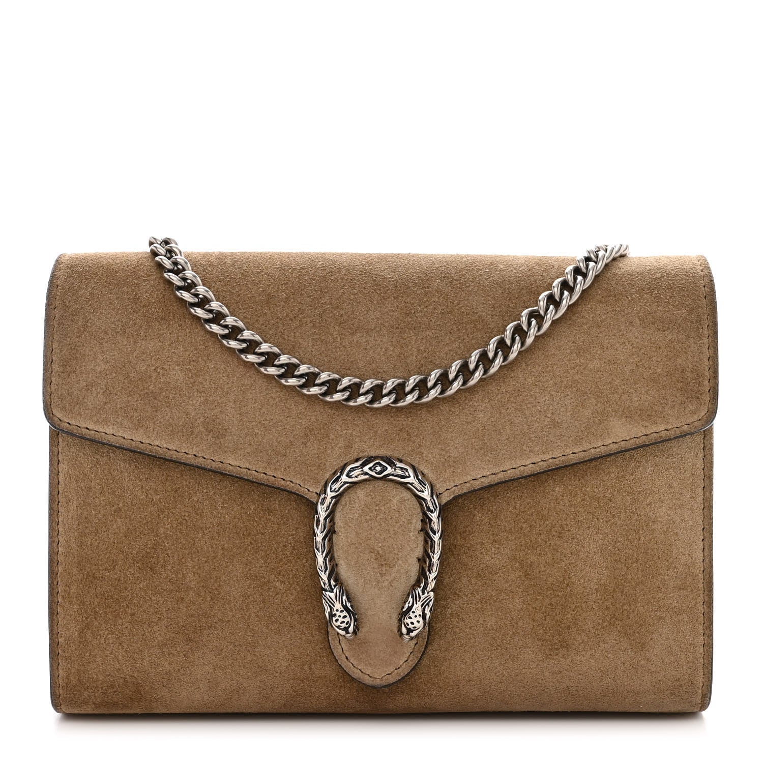 Gucci Suede Mini Dionysus Chain Wallet Taupe 1 of 12