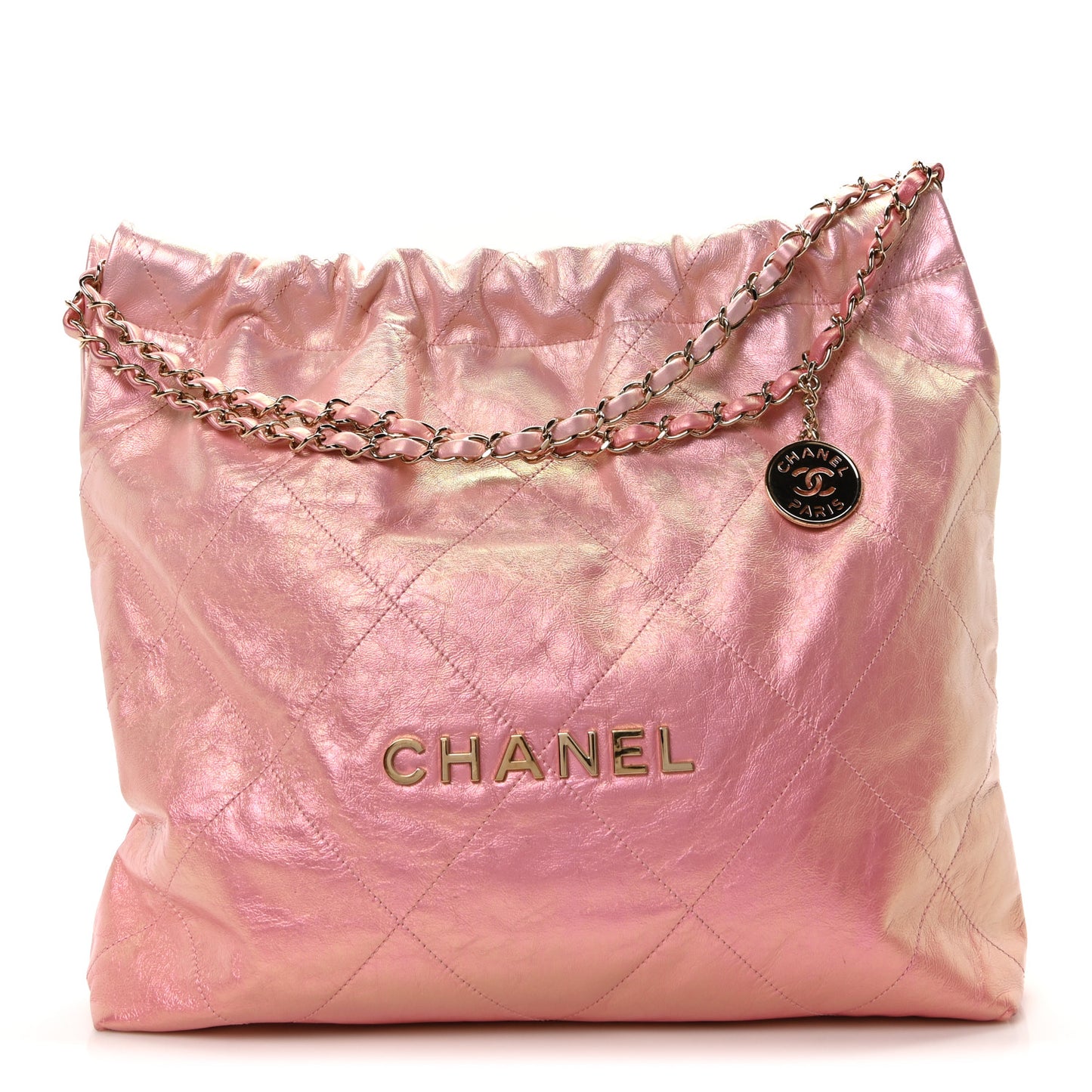 Metallic Shaded Calfskin Quilted Chanel 22 Pink