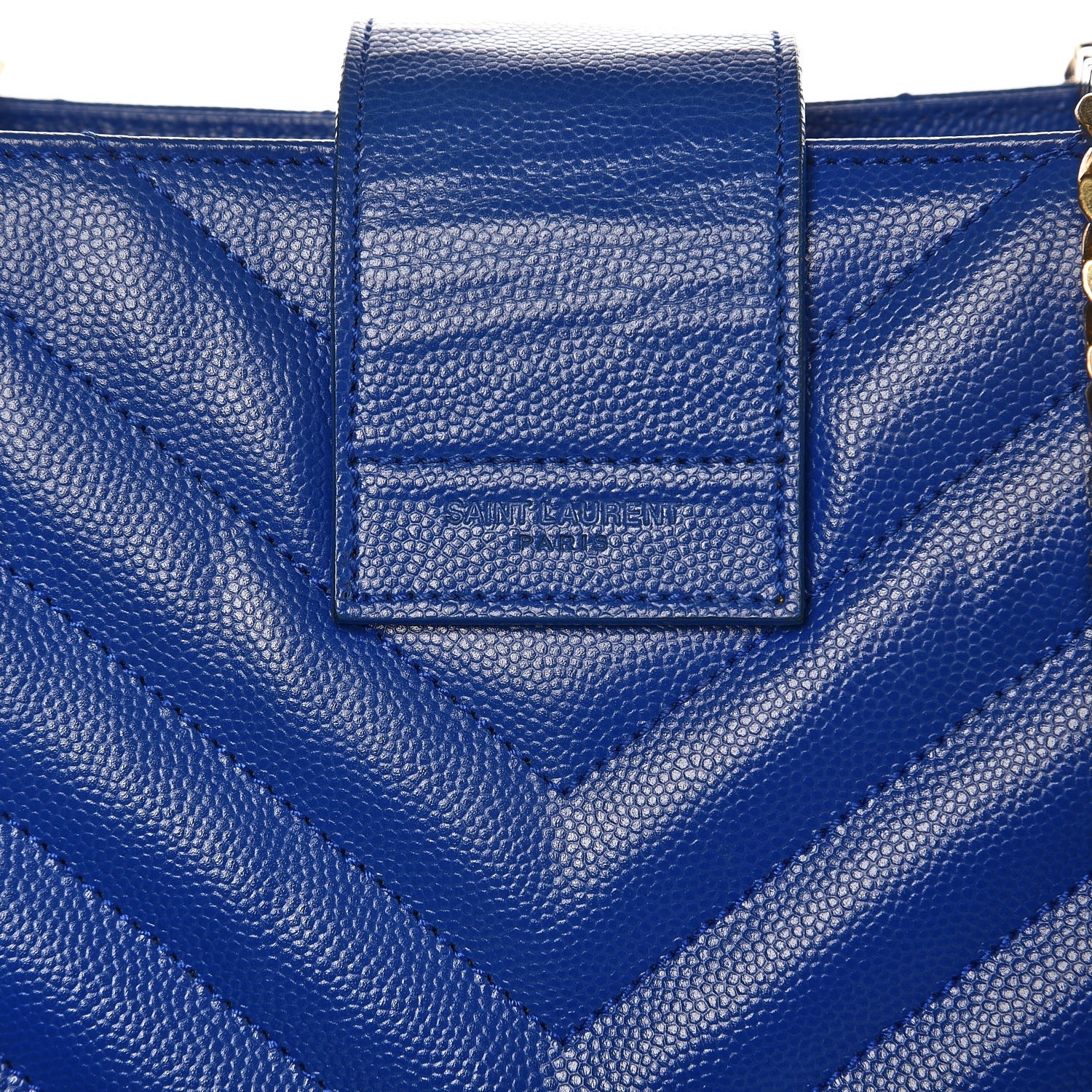 Saint Laurent Grain De Poudre Matelasse Chevron Monogram Shopping Bag Blue Majorelle 8 of 12
