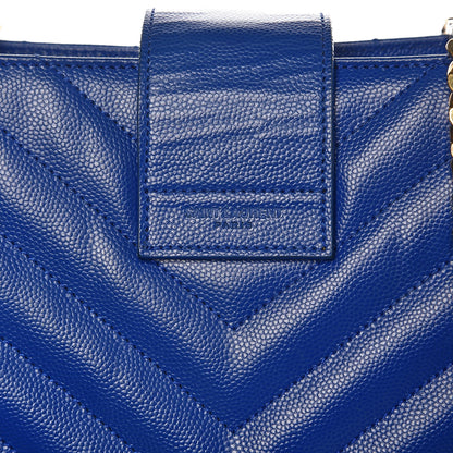Saint Laurent Grain De Poudre Matelasse Chevron Monogram Shopping Bag Blue Majorelle 8 of 12