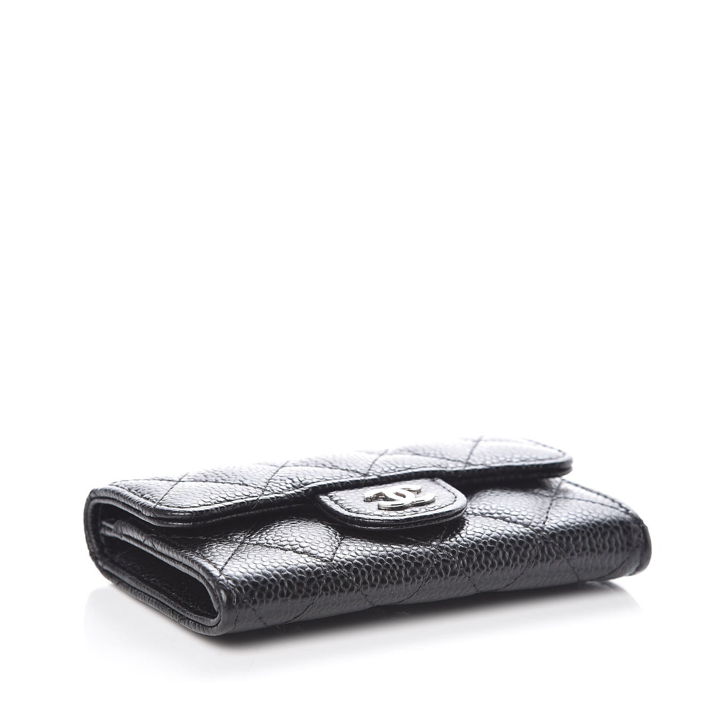 Caviar Quilted Flap Card Holder Black