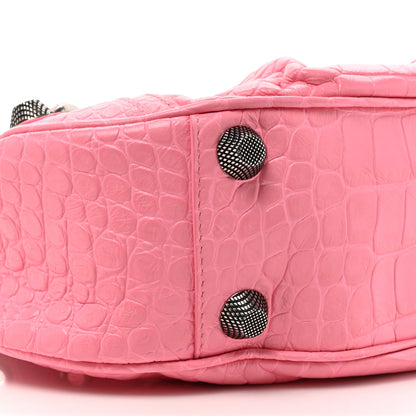 Balenciaga Extra Supple Calfskin Crocodile Embossed Small Le Cagole Shoulder Bag Sweet Pink 10 of 12