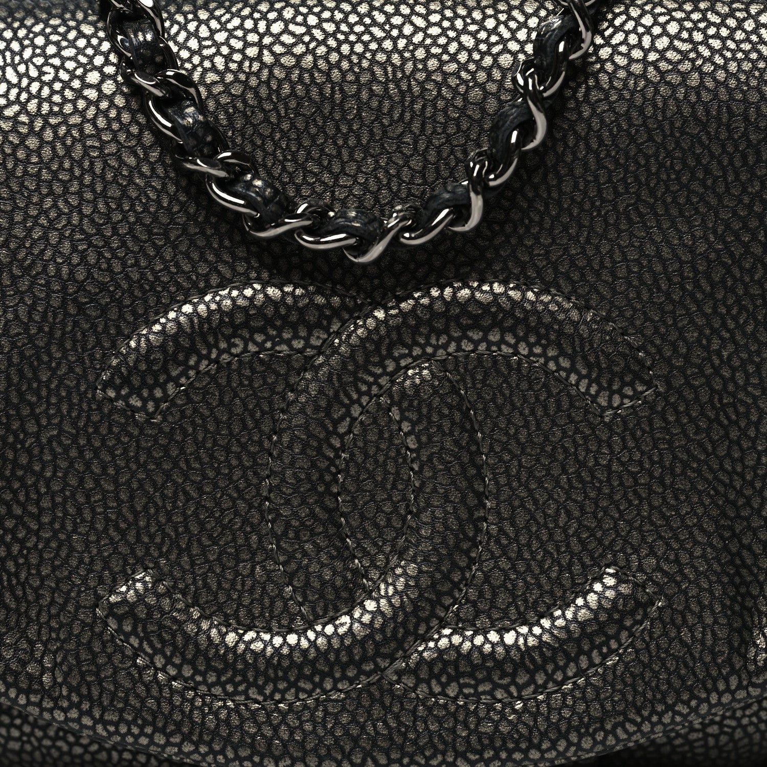 Chanel Metallic Caviar Half Moon Wallet On Chain WOC Bronze 9 of 12