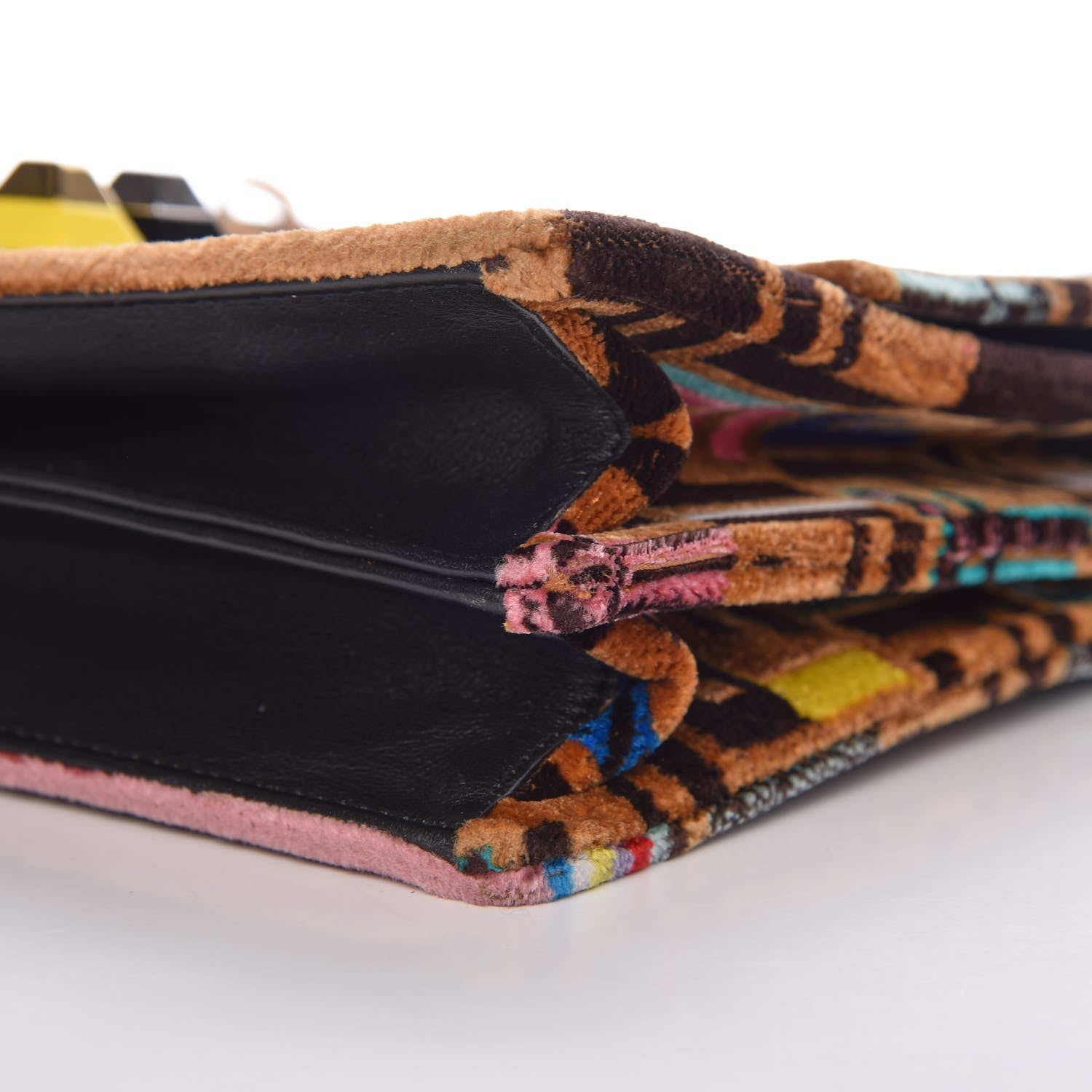 Fendi Velvet Vitello Dolce Fun Fair Kan I Shoulder Bag Tobacco Multicolor Black 9 of 9