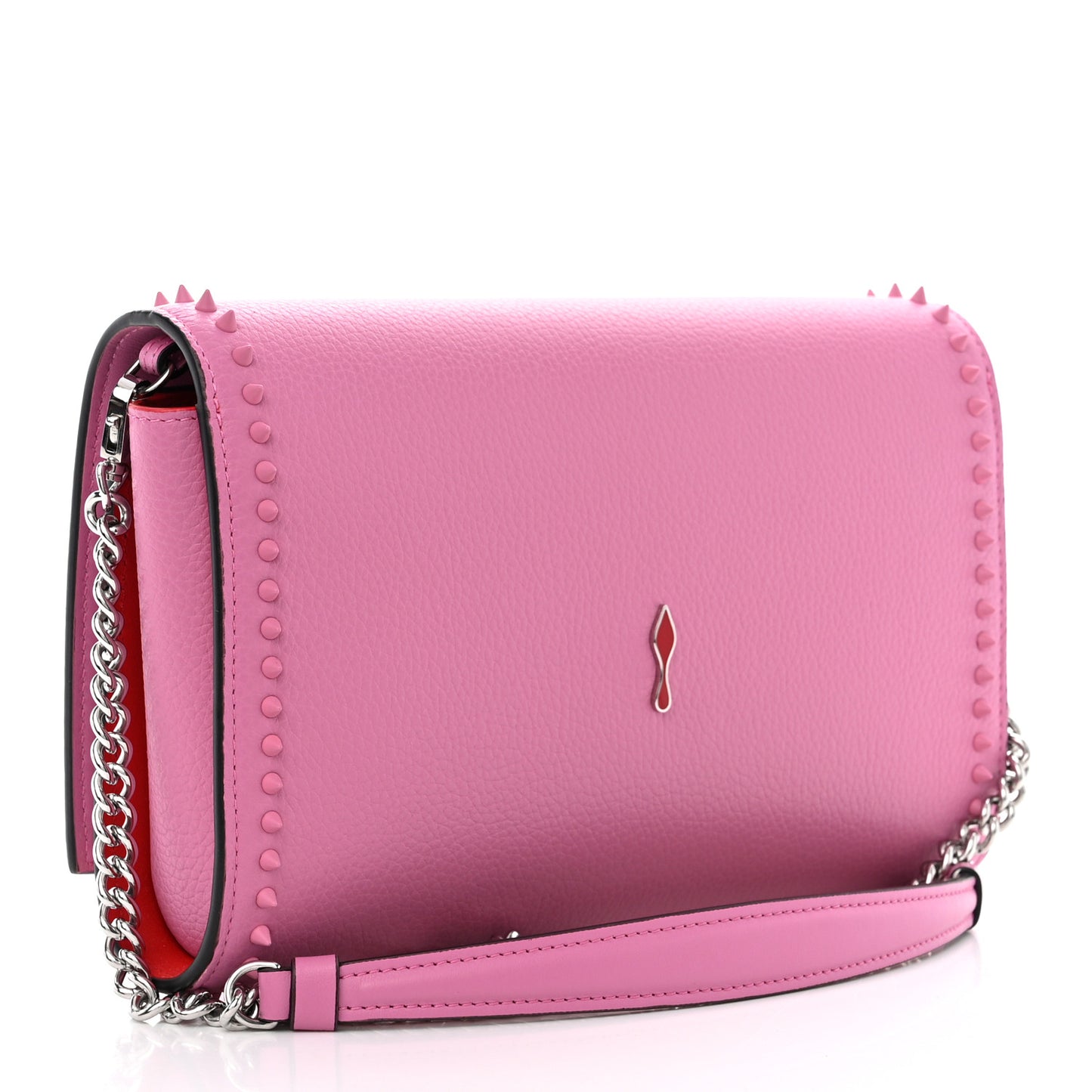 Grained Calfskin Spikes Paloma Clutch Pink