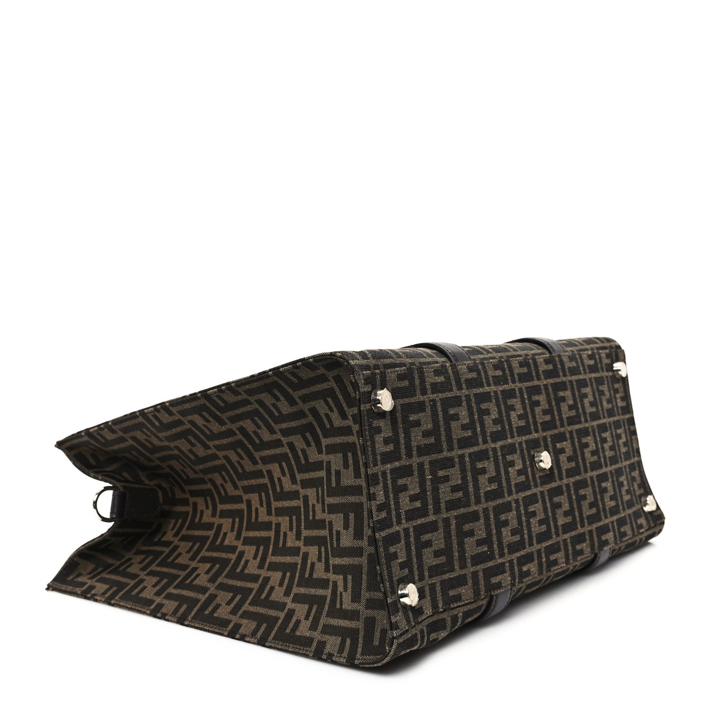 Recycled Fabric Jacquard Vitello Astro FF 1974 Shopping Tote Tobacco Moro Ebano