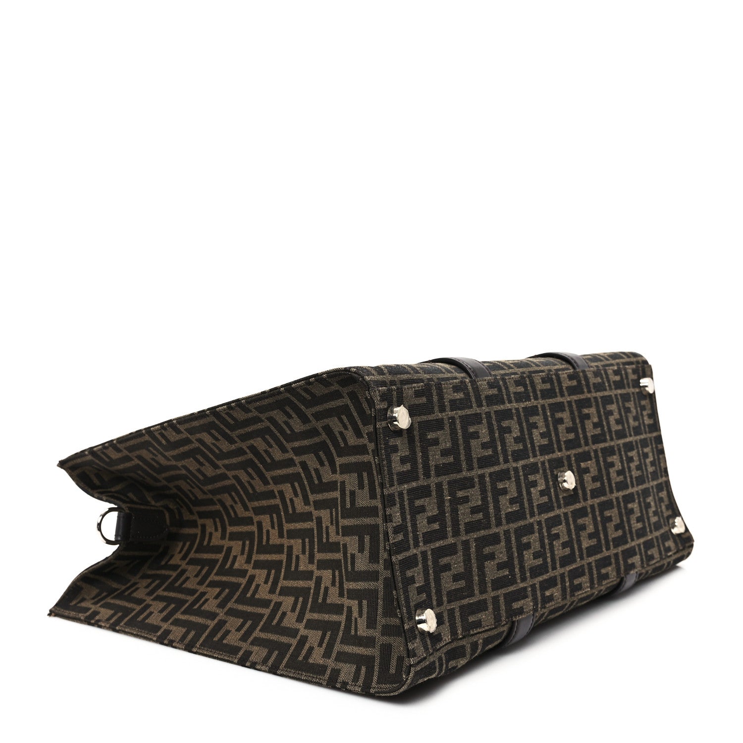 Fendi Recycled Fabric Jacquard Vitello Astro FF 1974 Shopping Tote Tobacco Moro Ebano 4 of 11