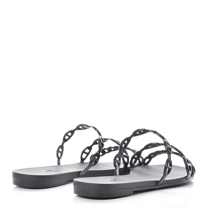 Hermes Rubber Chaine d'Ancre Rivage Sandals 38 Black 4 of 9