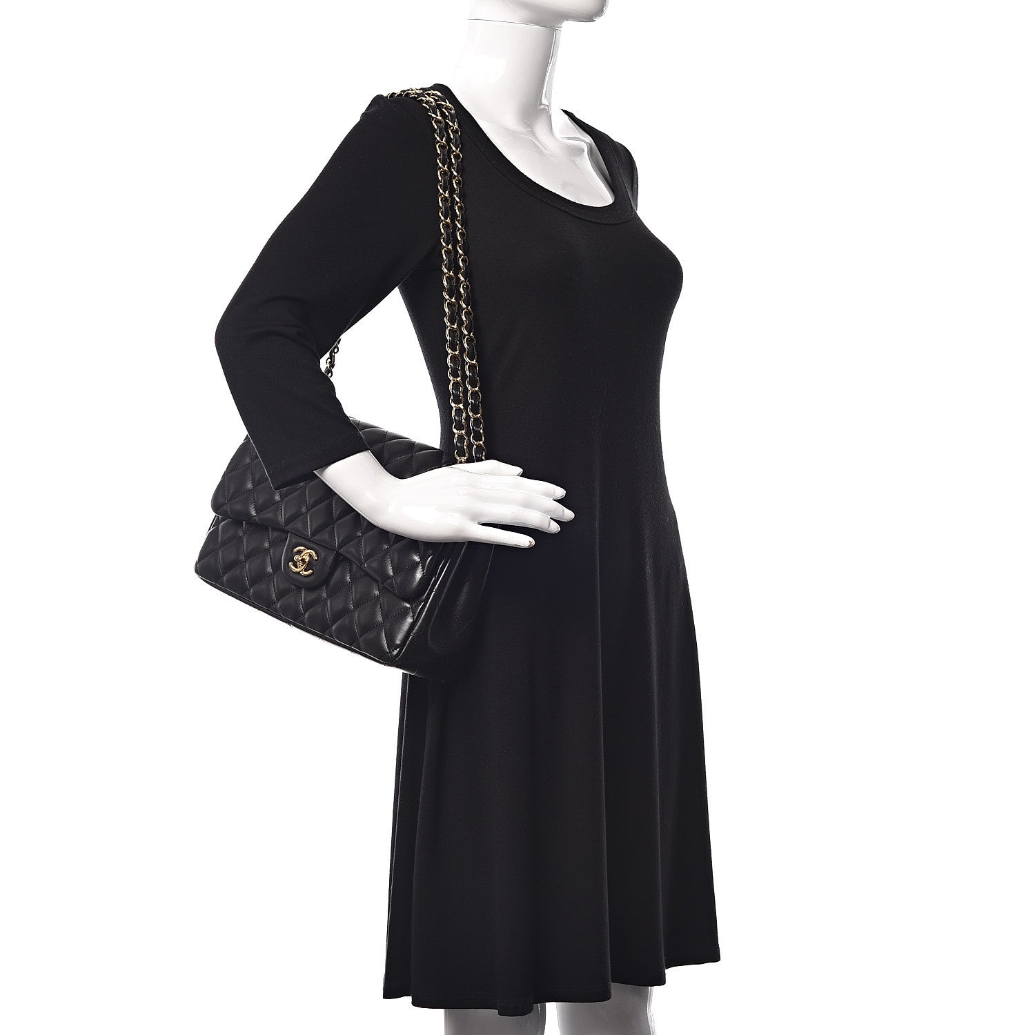 Chanel Lambskin Quilted Jumbo Double Flap Black 2 of 10