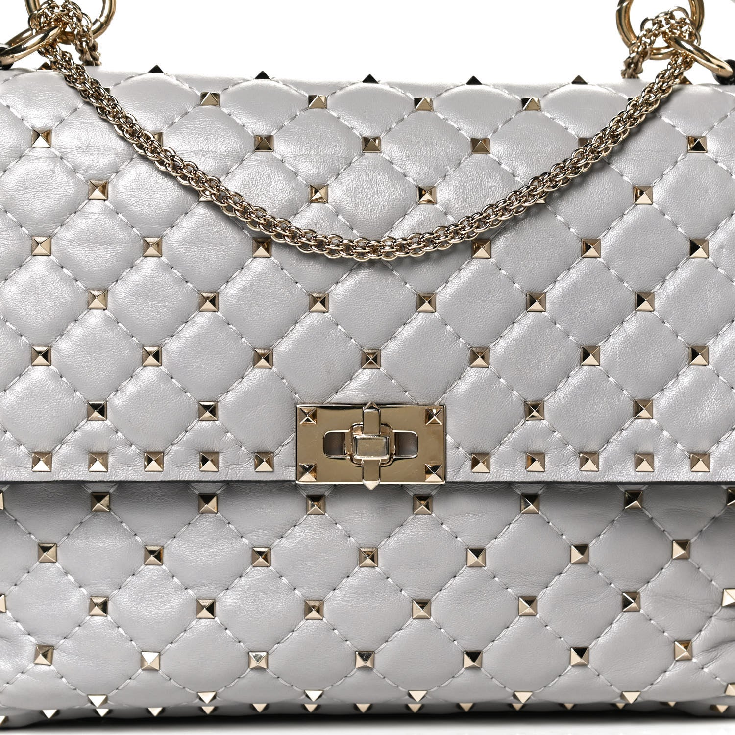 Valentino Garavani Nappa Large Rockstud Spike Shoulder Bag Pastel Grey 7 of 9