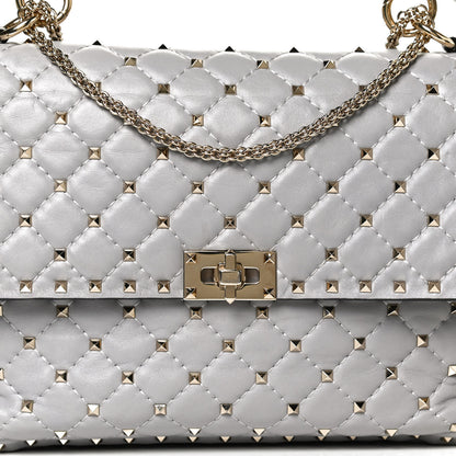 Valentino Garavani Nappa Large Rockstud Spike Shoulder Bag Pastel Grey 7 of 9