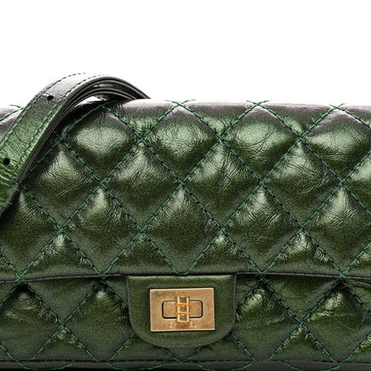 Chanel Metallic Aged Calfskin Quilted 2.55 Reissue Flap Belt Bag Clutch Green 5 of 10