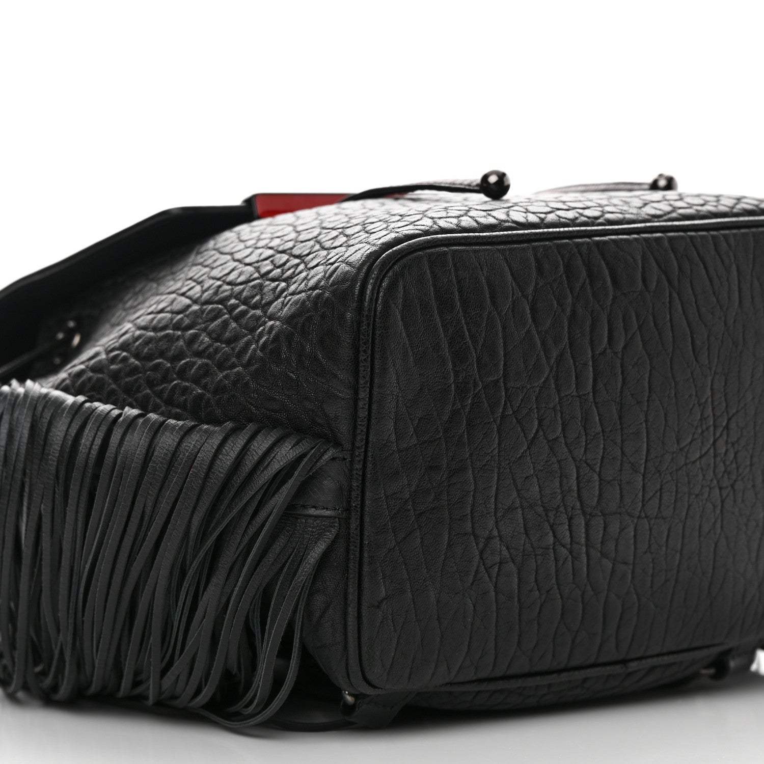 Christian Louboutin Pebbled Calfskin Fringe Lucky L Convertible Backpack Black 7 of 12