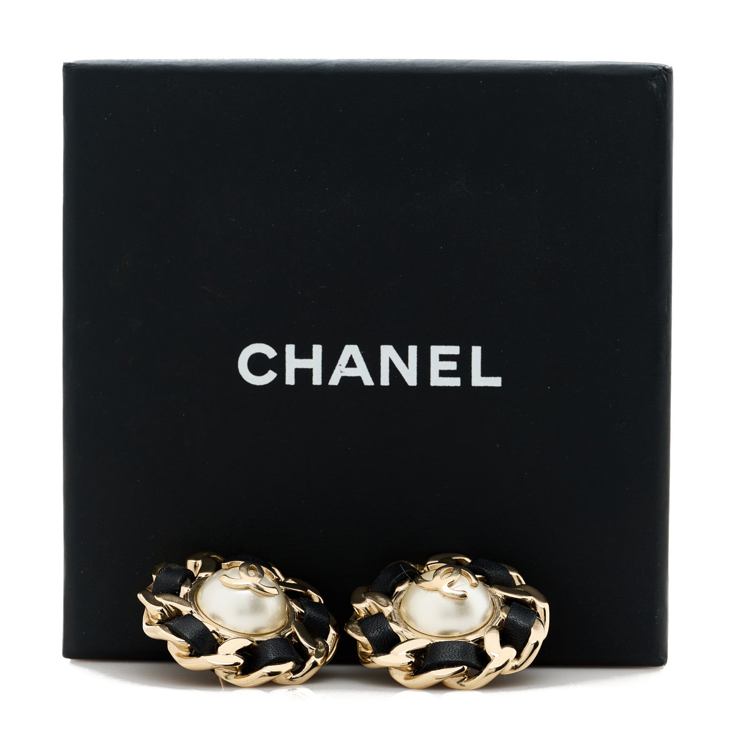 Chanel Pearl Lambskin Chain Around CC Earrings Gold 5 of 5