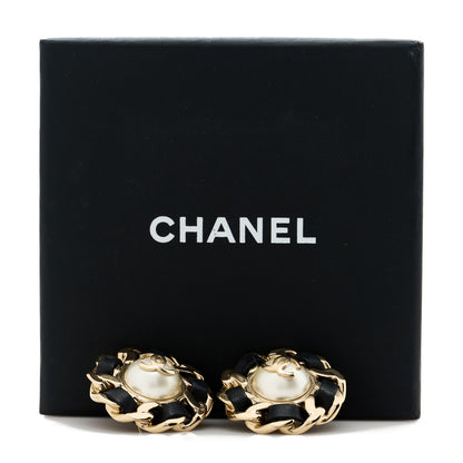 Chanel Pearl Lambskin Chain Around CC Earrings Gold 5 of 5
