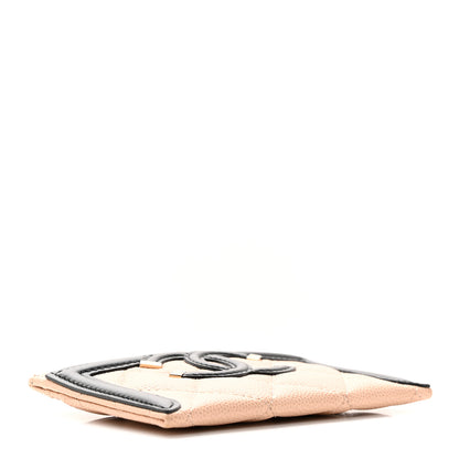 Chanel Caviar Quilted Filigree Card Holder Beige Black 4 of 9