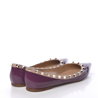Valentino Garavani Patent Rockstud Ballerina Flats 38.5 Purple Poudre 4 of 20