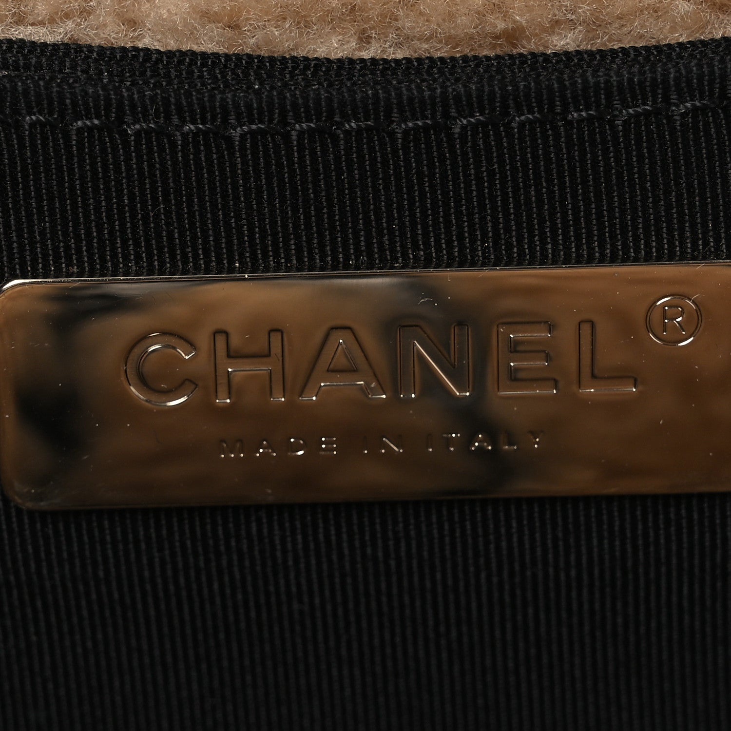 Chanel Shiny Crumpled Sheepskin Shearling Waist Bag Black Beige 6 of 13