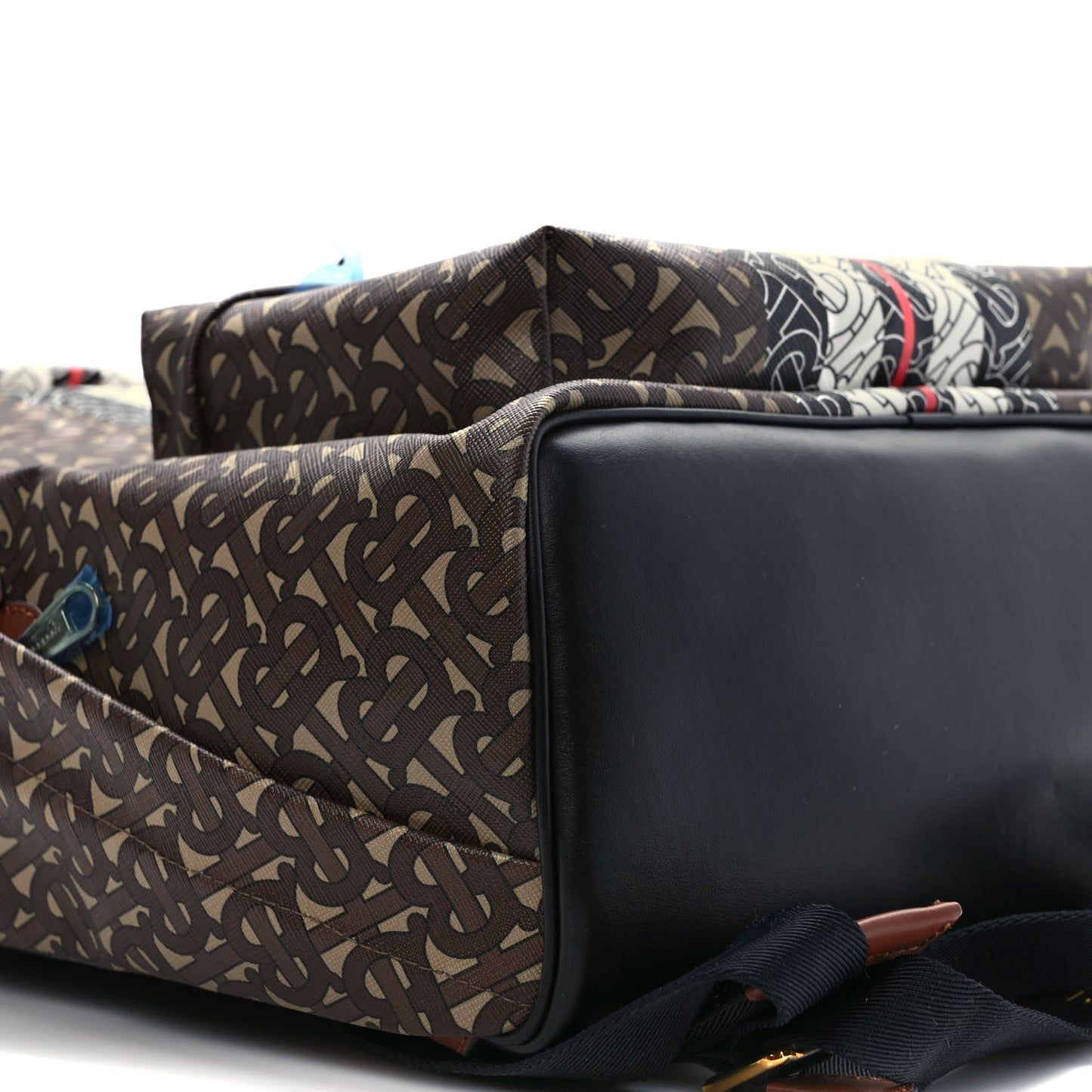 E-Canvas Monogram Stripe Backpack Bridle Brown