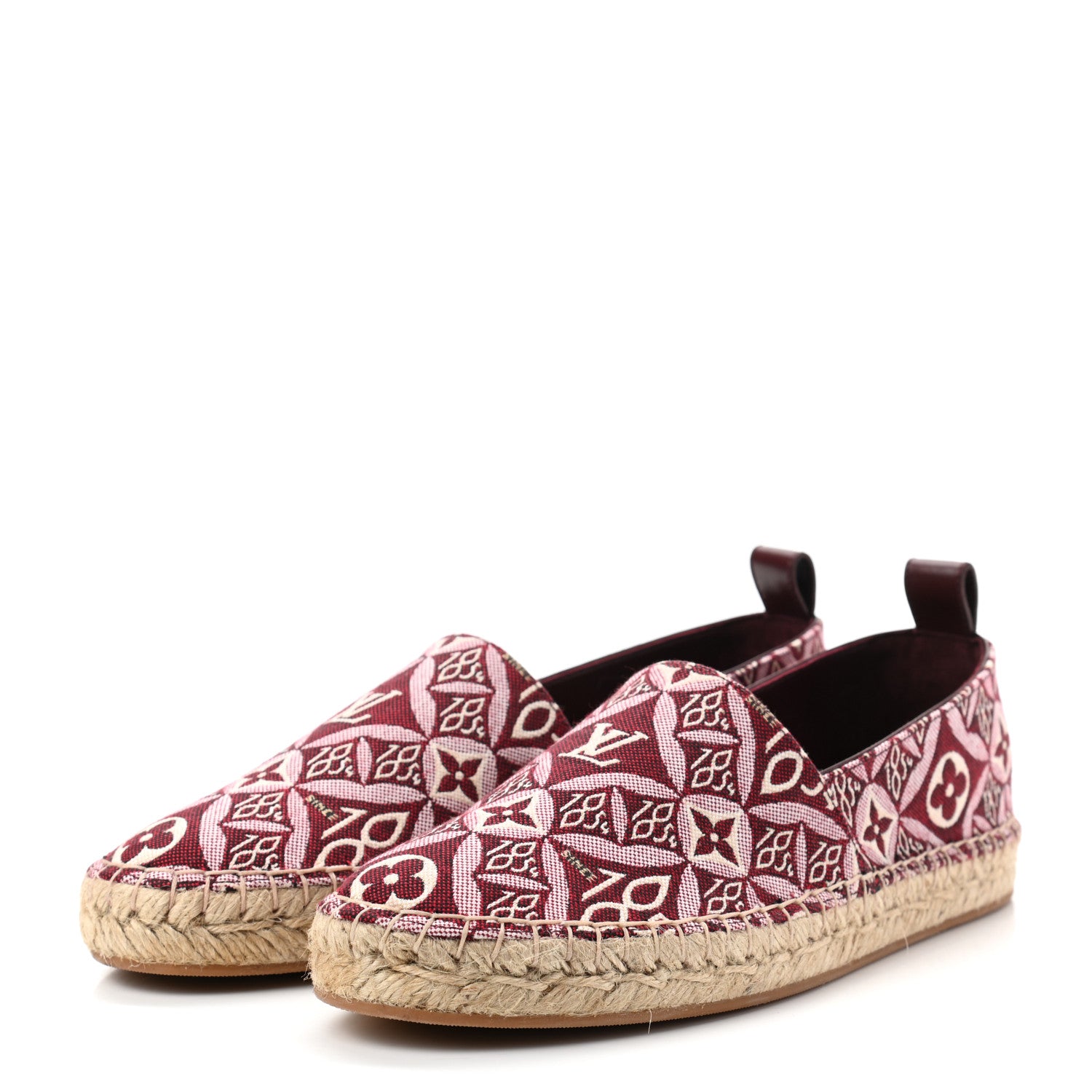Louis Vuitton Jacquard Since 1854 Starboard Espadrille Flats 37.5 Bordeaux 3 of 8
