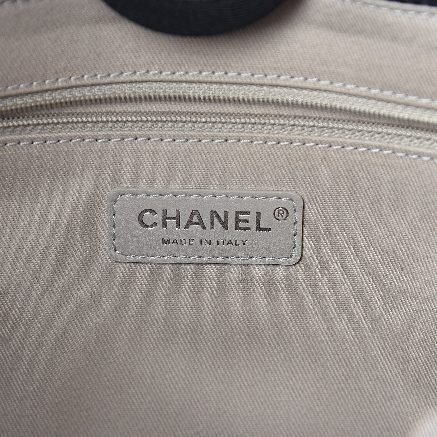 Striped Canvas Small Deauville Tote Dark Grey