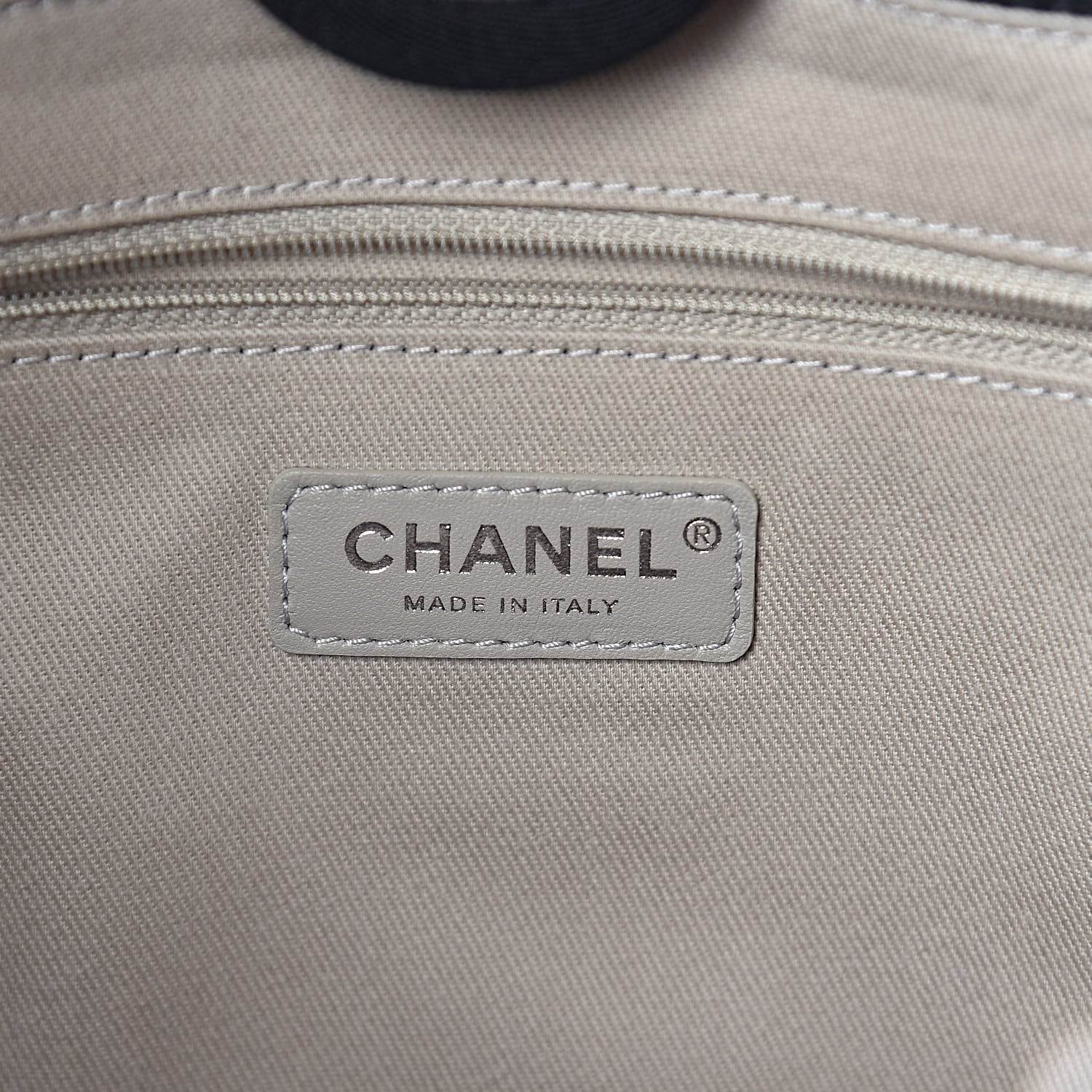 Chanel Striped Canvas Small Deauville Tote Dark Grey 6 of 10